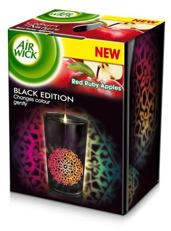 Air Wick Black Edition Rubínově červená jablka vonná svíčka ve s