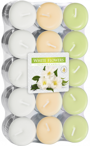 Aura čajová vonná svíčka Bílé květy 30ks