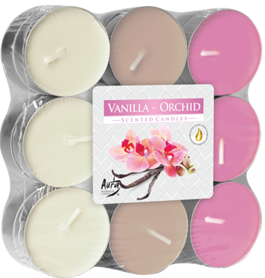 Aura čajová vonná svíčka Vanilka/Orchidej